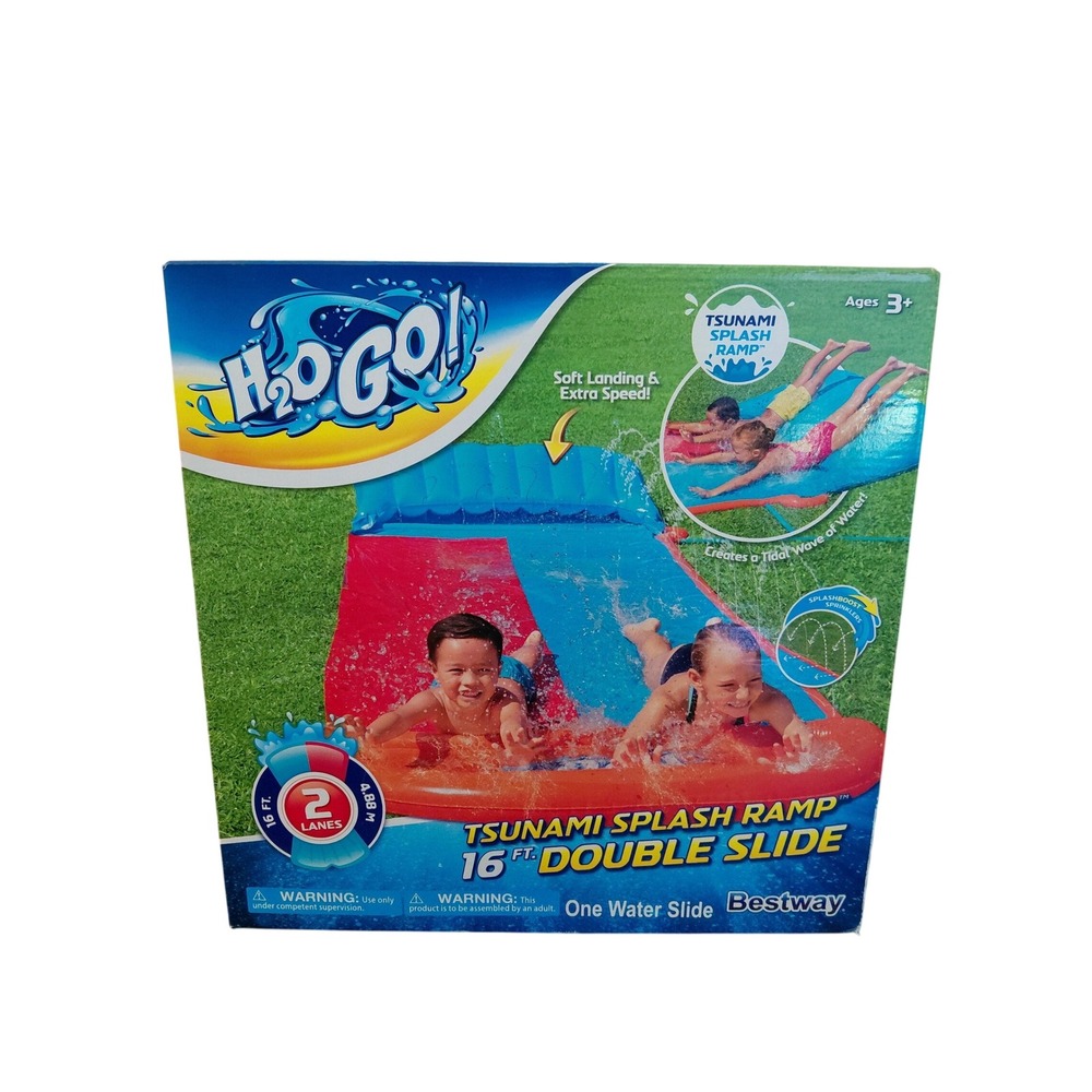 Bestway H2OGO! Tsunami Splash Ramp 16ft Double‎ Slide 2 Lanes Water Slide New